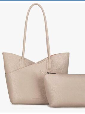 Montana West Pale Khaki Tote Bag Vegan Leather Shoulder Handbag with Pouch